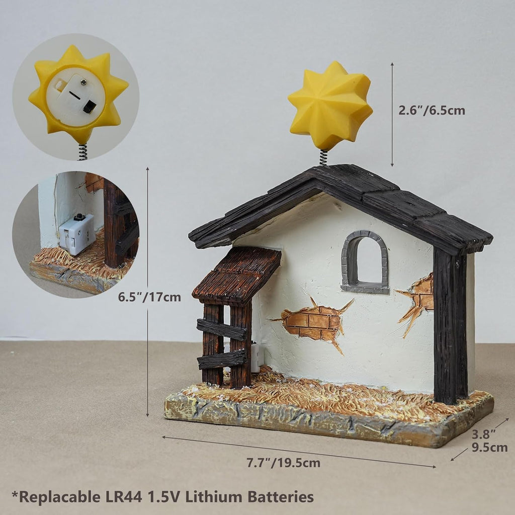 Nativity Set Indoor Christmas Decoration- 13 Pieces Nativity Scene with Manger for Nativity Scene Indoor Use, The Nativity Story Figures- Christian Religious Nativity Sets & Figures (Classic)