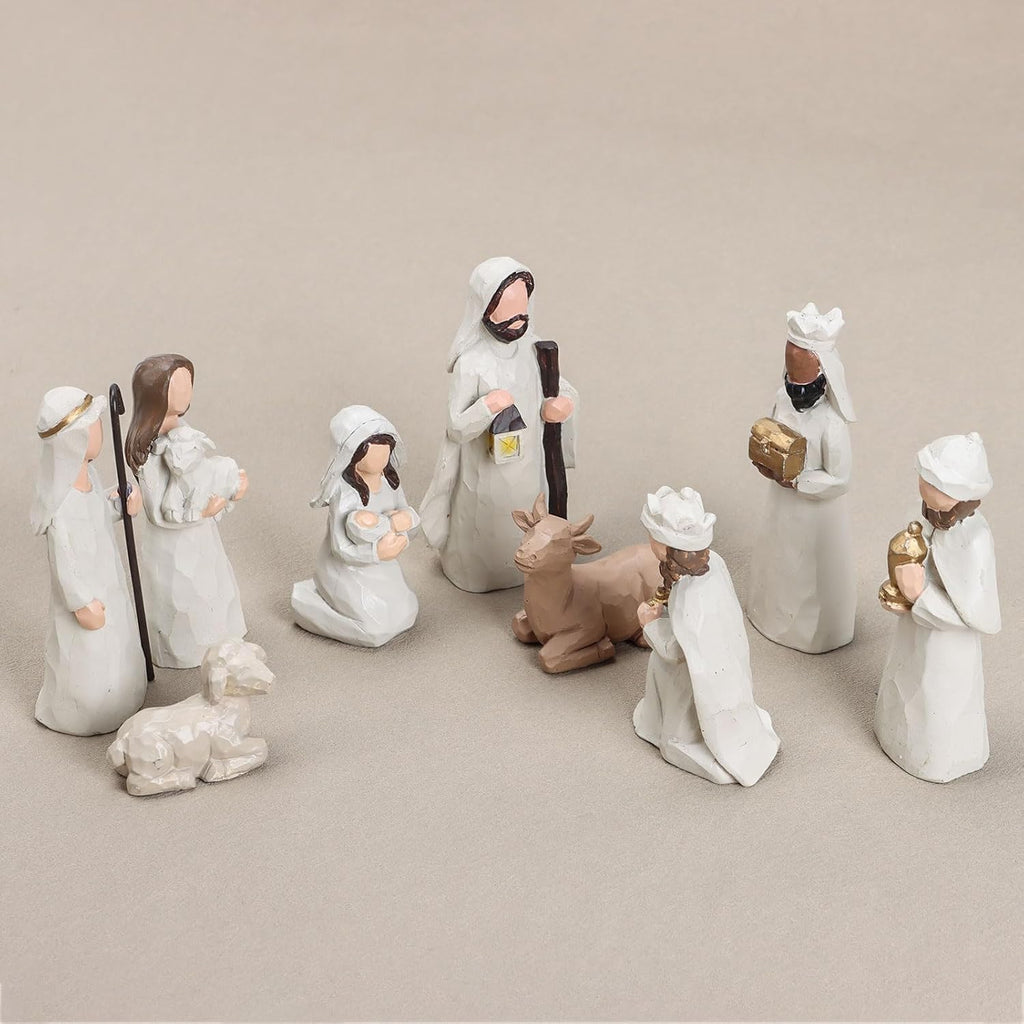 Nativity Set Indoor Christmas Decoration- 13 Pieces Nativity Scene with Manger for Nativity Scene Indoor Use, The Nativity Story Figures- Christian Religious Nativity Sets & Figures (Classic)