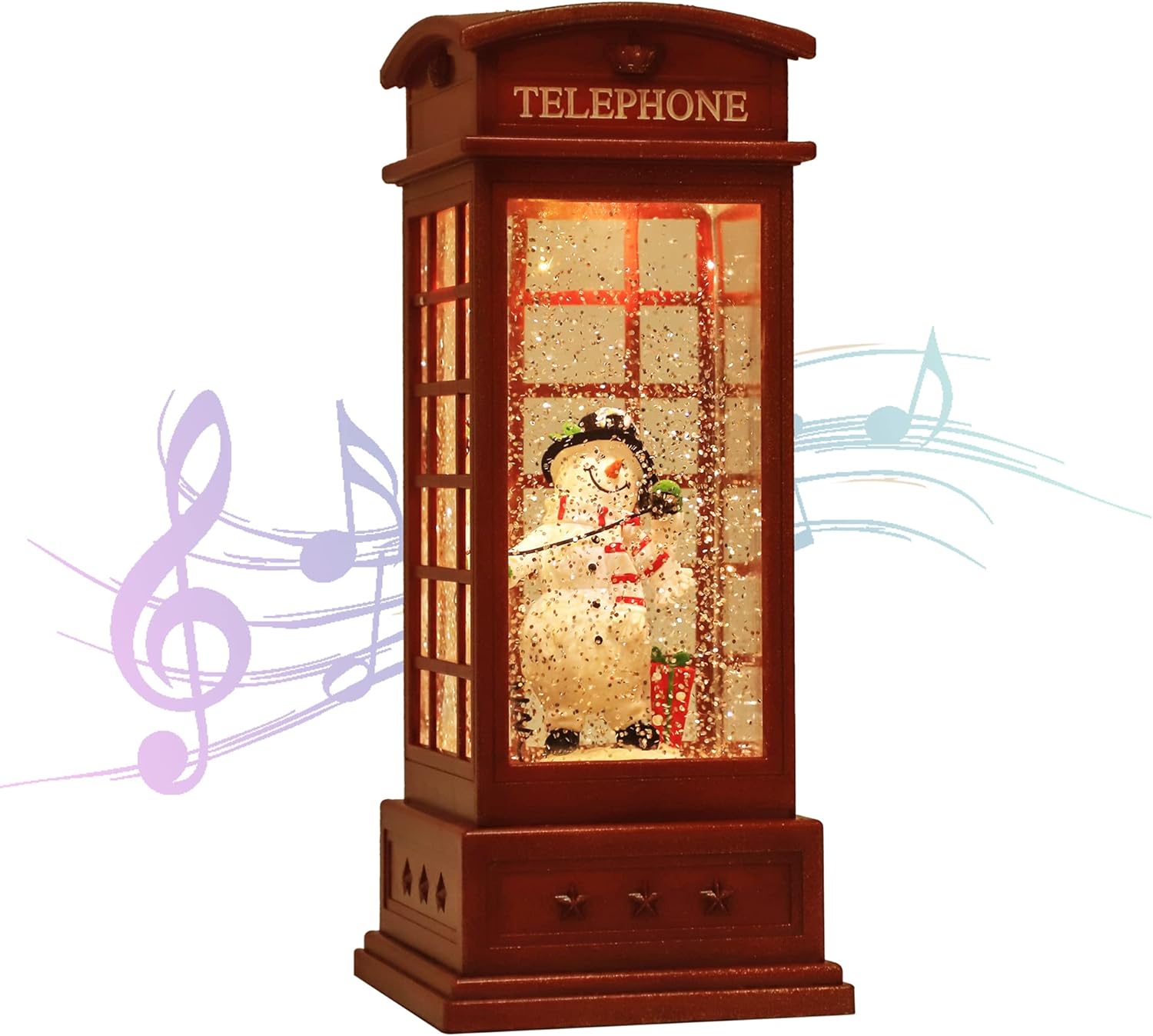 House & Garden Decoration,Christmas Lantern with 8 Pieces of Music,Sparkling Crystal Keep Circling Around The Snowman Families Music Box as a (Christmas Tree)