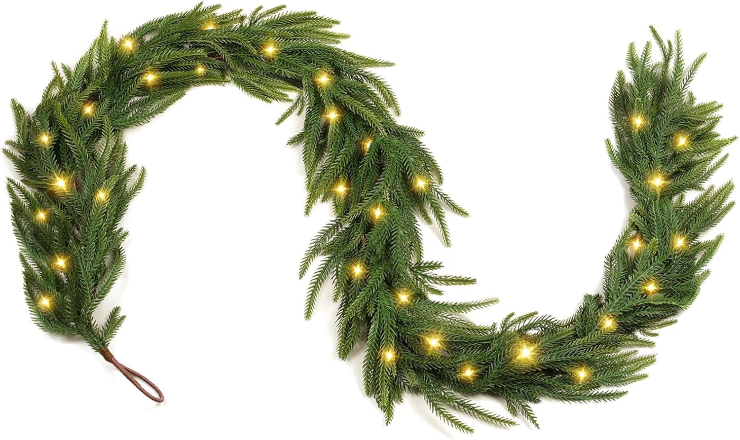 12FT（2 * 6FT） Christmas Norfolk Pine Garland, Real Touch Faux Green Garlands, Winter Artificial Greenery Garland for Mantle, Stairs, Table, Fireplace, Indoor & Outdoor Xmas Decorations