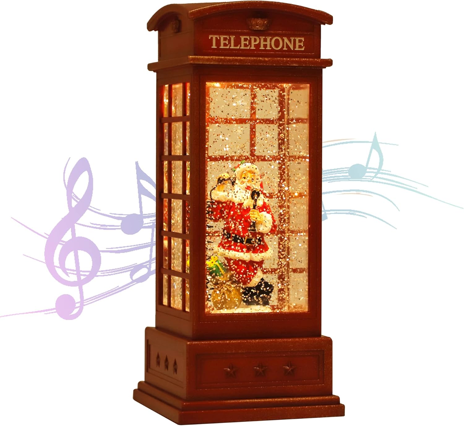 House & Garden Decoration,Christmas Lantern with 8 Pieces of Music,Sparkling Crystal Keep Circling Around The Snowman Families Music Box as a (Christmas Tree)