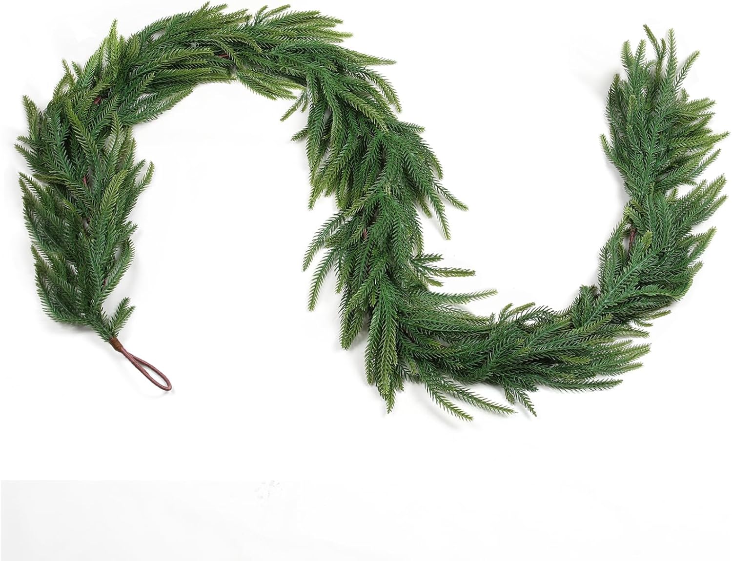12FT（2 * 6FT） Christmas Norfolk Pine Garland, Real Touch Faux Green Garlands, Winter Artificial Greenery Garland for Mantle, Stairs, Table, Fireplace, Indoor & Outdoor Xmas Decorations