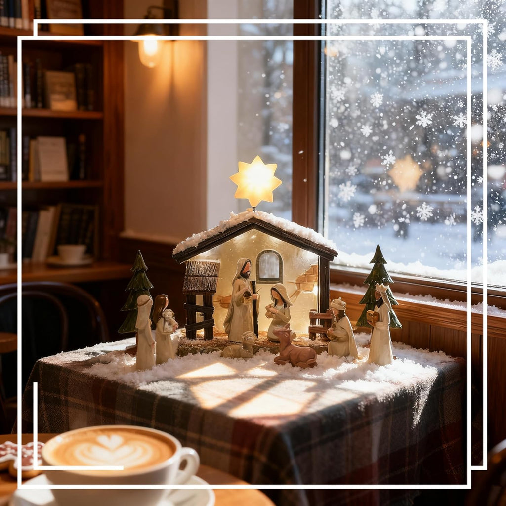 Nativity Set Indoor Christmas Decoration- 13 Pieces Nativity Scene with Manger for Nativity Scene Indoor Use, The Nativity Story Figures- Christian Religious Nativity Sets & Figures (Classic)