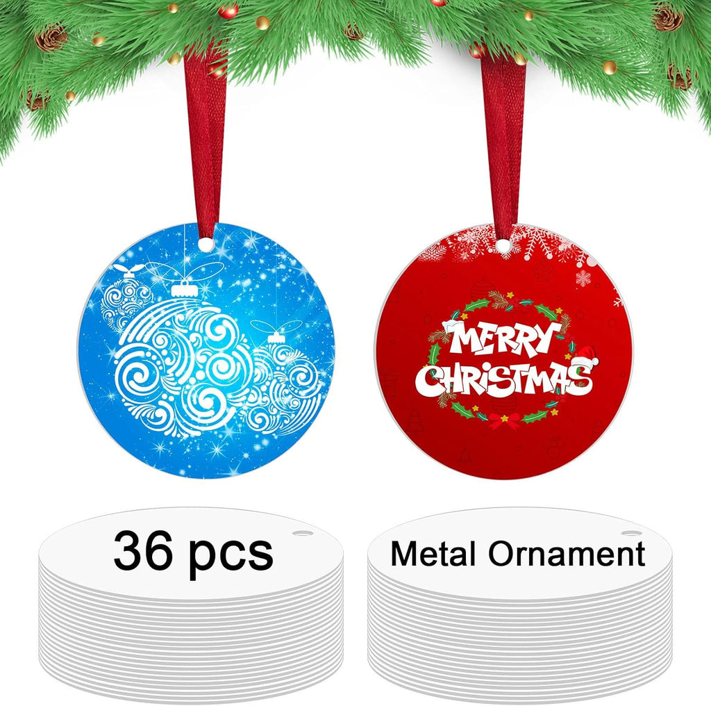54 pcs Metal Sublimation Ornament Blanks,Sublimation Christmas Ornament Blanks for Christmas Tree Decor Ornaments,Double Sided Sublimation Ornaments Round Sublimation Blanks