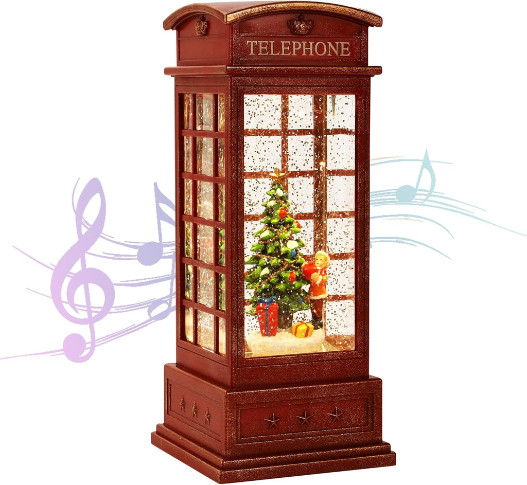 House & Garden Decoration,Christmas Lantern with 8 Pieces of Music,Sparkling Crystal Keep Circling Around The Snowman Families Music Box as a (Christmas Tree)